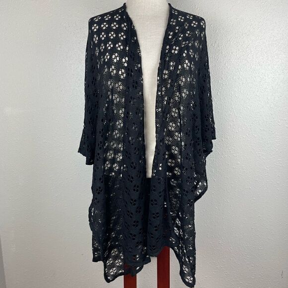 Envision Studio Black Loose Knit Cardigan Sweater Wrap One Size Fits All EUC - Picture 1 of 7